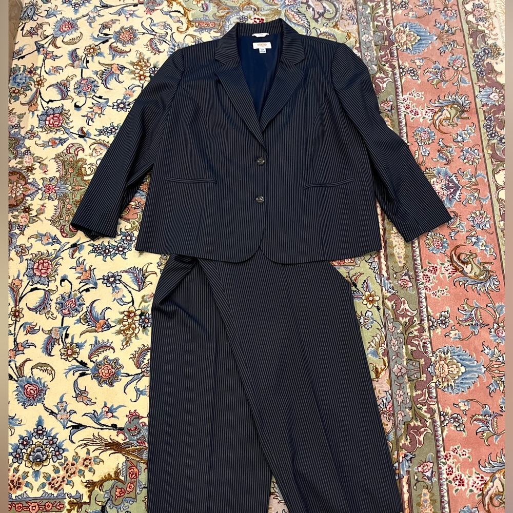 Talbots Navy Pinstripe Blazer Suit
